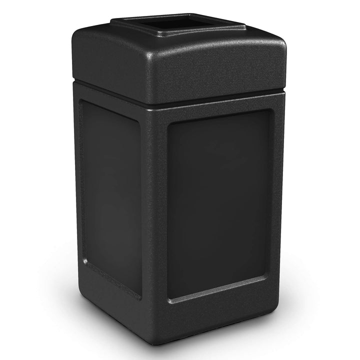 Commercial Zone Products 732104 Square Waste Container,Blue,42 Gallon & 732101 Open-Top Indoor/Outdoor Square 42 Gallon Large Waste Trash Container Bin, Black Waste bin,Blue + Trash Bin, Black