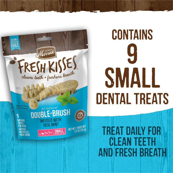 Merrick Fresh Kisses Dog Dental Chews For Small Breeds, Grain Free Dog Treats Infused with Real Mint - (6) 15 ct. Bags