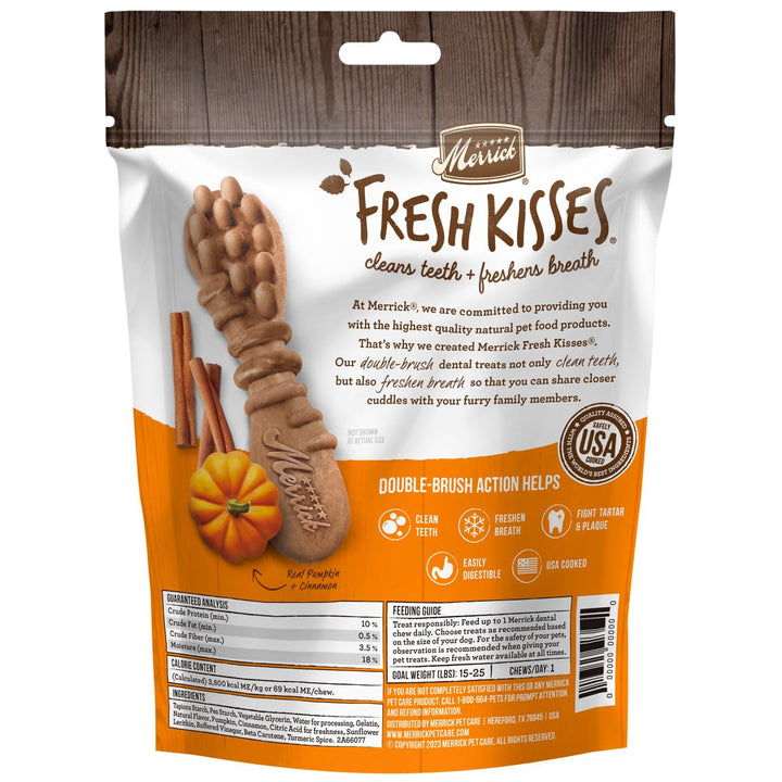 Merrick Fresh Kisses, Dental Chews for Dogs, Pumpkin and Cinnamon Natural Dog Treats for Small Dogs 15-25 Lbs - 8.8 oz. Pouch 8.8 Ounce (Pack of 1)