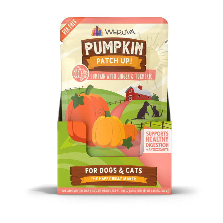 Weruva Pumpkin Patch Up! Pumpkin Pouches for Dogs & Cats Pumpkin with Ginger & Turmeric 1.05 Ounce (Pack of 12)