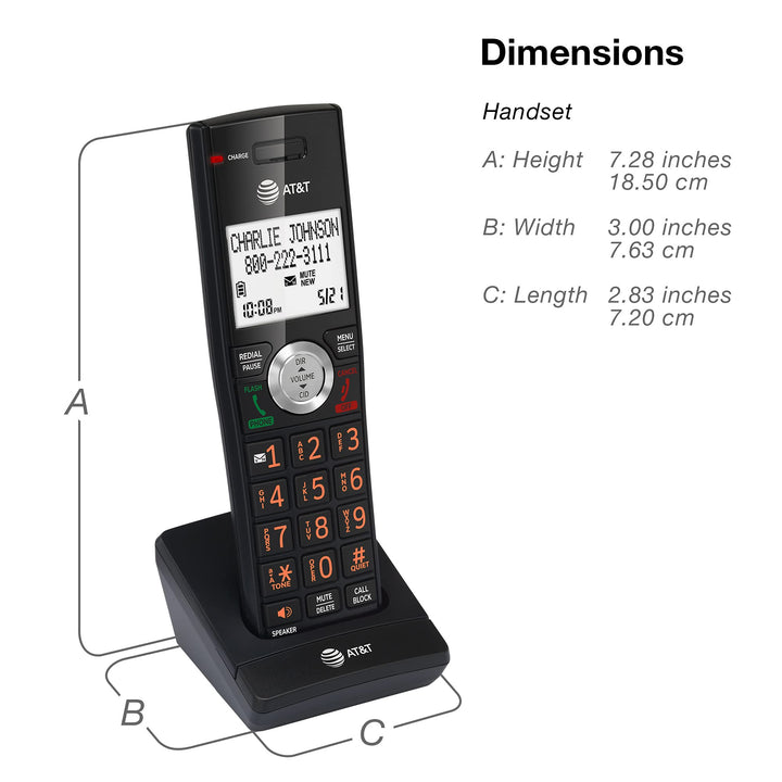 AT&T CL82167 Cordless Phone with Answering Machine, Call Blocking, Caller ID Announcer, Intercom and Long Range, Black & Wood Grain Finish Black/Wood Grain Finish 1 Handset