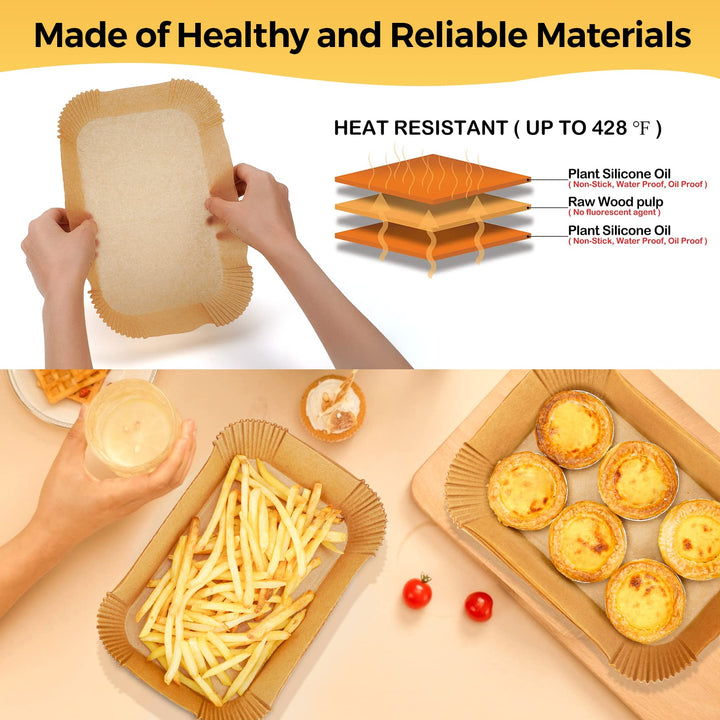 Air Fryer Disposable Paper Liners: 125Pcs Rectangle 8.6x5.5" Parchment Paper Non-stick Food Grade Liners for Dual Basket | Rectangular Air Fryer 8.5*5.5"Rectangle