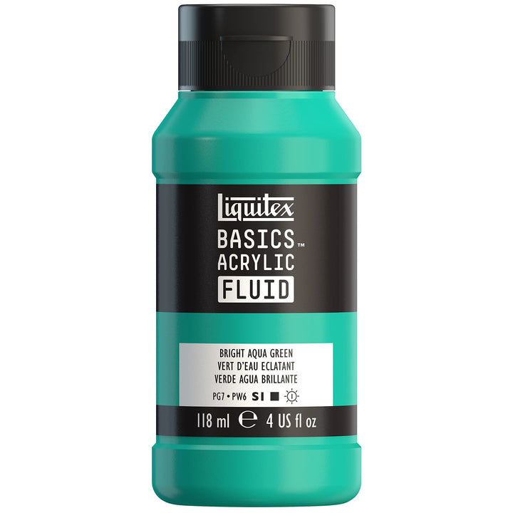 Liquitex BASICS Acrylic Fluid Paint, 118ml (4-oz) Bottle, Bright Aqua Green 118ml (4-oz)