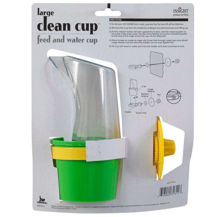 JW Pet Bird Cage Clean Cup Feeder & Water Cup Bird Accessory, Large (Assorted Colors)
