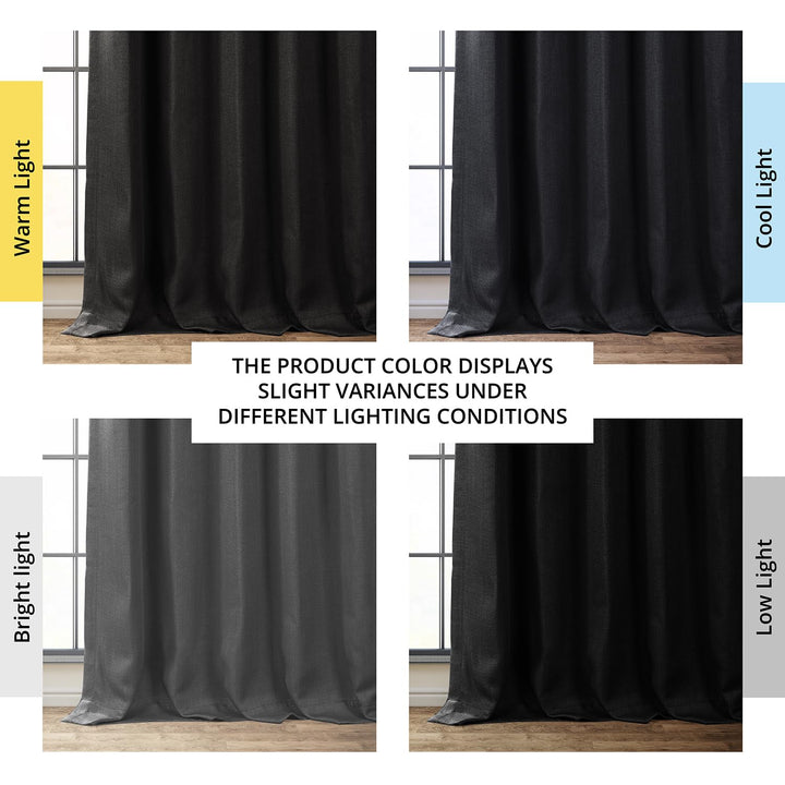 HPD Half Price Drapes Faux Linen Room Darkening Curtains - 108 Inches Long Luxury Linen Curtains for Bedroom & Living Room (1 Panel), 50W X 108L, Essential Black