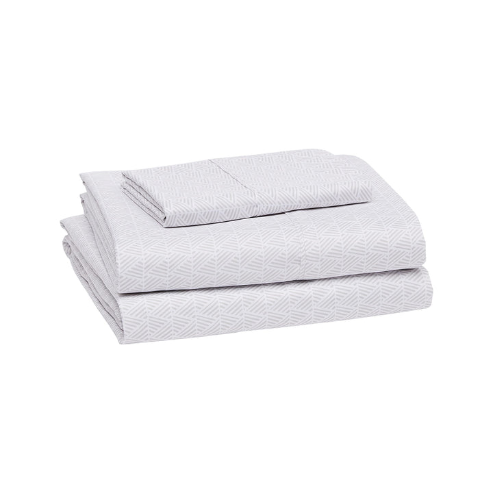 Basics Lightweight Super Soft Easy Care Microfiber 3 Piece Sheet Set with 14" Deep Pockets, Twin, Gray Arrows, Printed