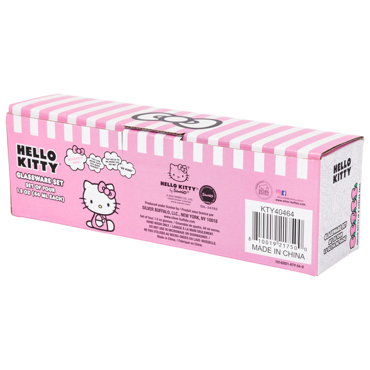 Silver Buffalo Sanrio Hello Kitty Fruit 4 Pack Mini Glass Set, 1.5 Ounces