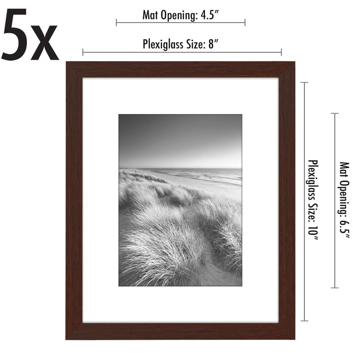 Americanflat 12x16 Picture Frame with Polished Plexiglass - Set of 5 - Use as 8.5x11 Frame with Mat or 12x16 Frame Without Mat - Galleria Collection - Gallery Wall Frame Set for Wall Display - White