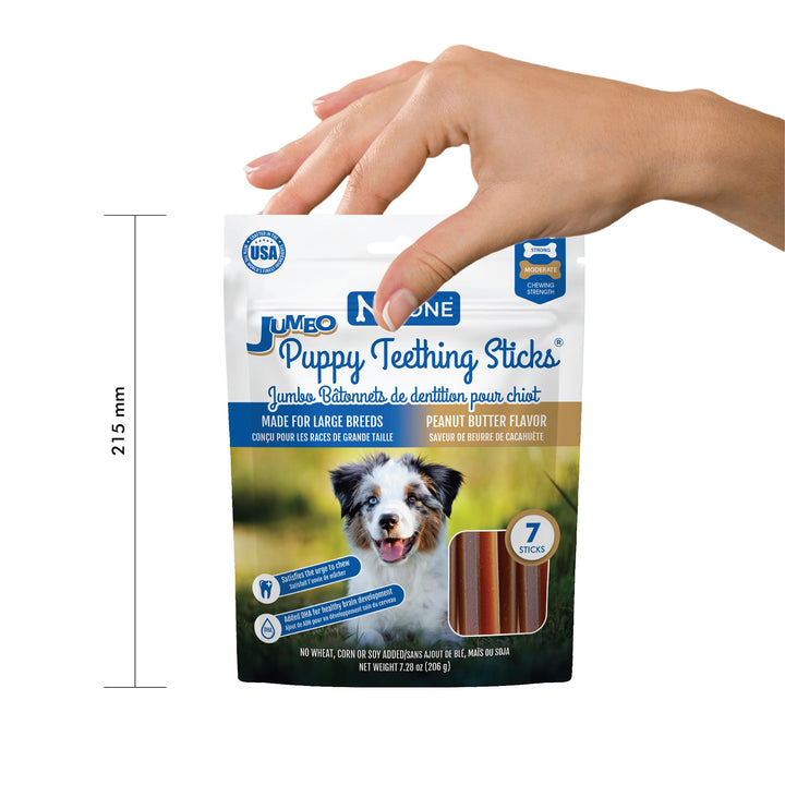 N-Bone Jumbo Puppy Teething Sticks Peanut Butter Flavor Dog Treats, 7 Count 7.28-oz Bag