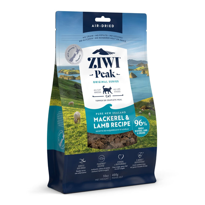 ZIWI Peak Air-Dried Cat Food – All Natural, High Protein, Grain Free & Limited Ingredient with Superfoods (Mackerel & Lamb, 14 oz) Mackerel & Lamb 14 Ounce (Pack of 1)