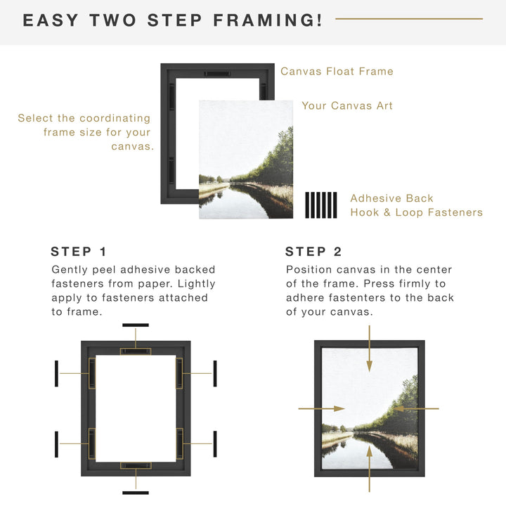 MCS Floating Frame with Canvas Included, Art Frames for Canvas Paintings with Adhesive Fasteners and Hanging Hardware, Walnut Woodgrain, 18 x 24 Inch 18x24