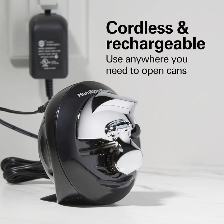 Hamilton Beach Walk 'n Cut Electric Can Opener for Kitchen, Use On Any Size, Automatic and Hand-Free, Cordless & Rechargeable, Easy Clean Removable Blade, Black (76501G)