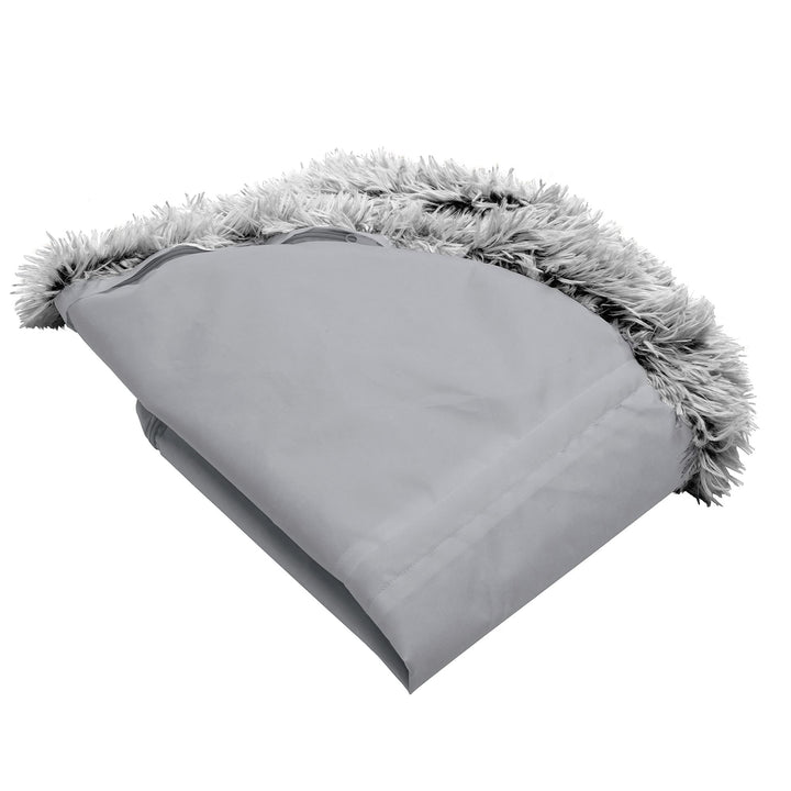 Furhaven Replacement Donut Dog Bed Cover Plush Long Faux Fur Calming Cuddler, Machine Washable - Misty Gray, Medium