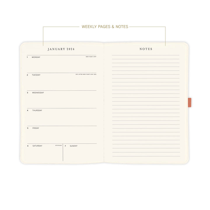 Graphique 2024 Business Planner | 18 Month Organizer, July 2023-Dec. 2024 | Weekly & Monthly Spreads | To-Do List & Note Pages | Pocket & Pen Loop | Vegan Leather | Glossy Weekend | 6 x 8