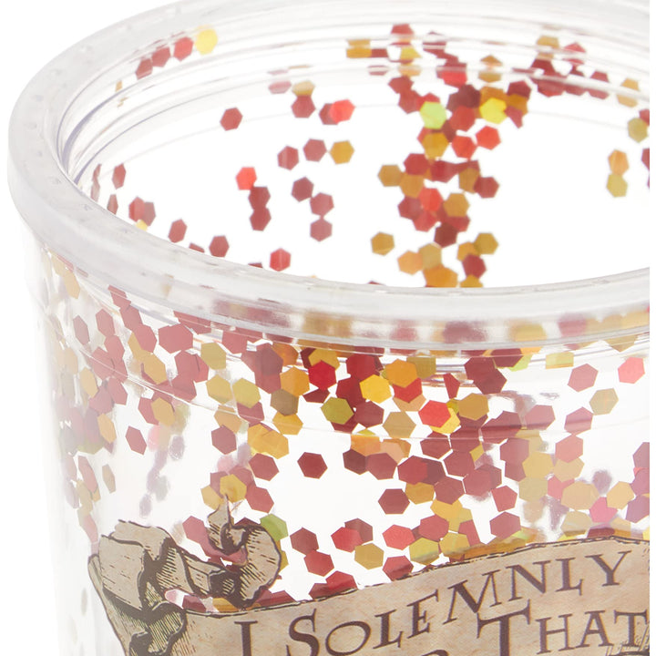 Spoontiques - Harry Potter Tumbler - Solemnly Swear Glitter Cup with Straw - 20 oz - Acrylic - Multicolored Contemporary BROWN,GOLD,CLEAR,SILVER