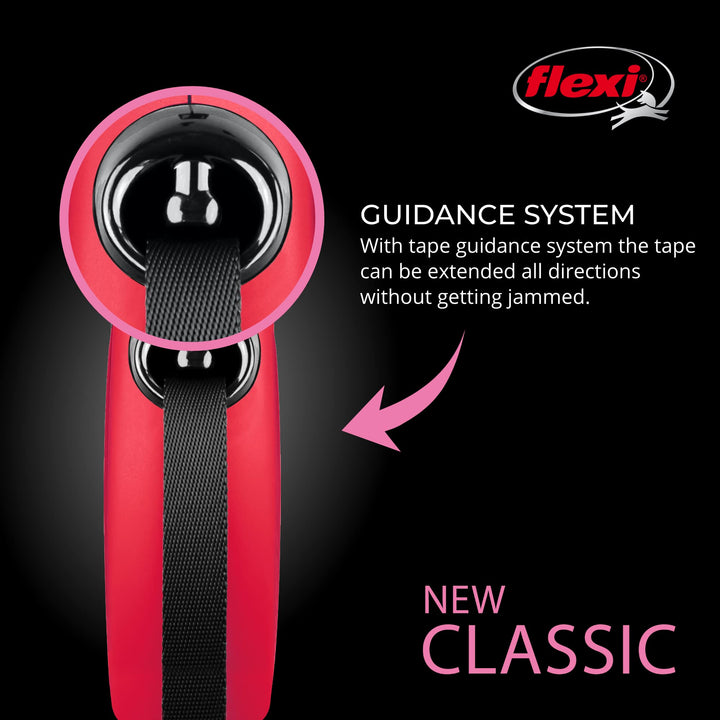 FLEXI New Classic Retractable Dog Leash (Tape), 10 ft, Extra Small, Red, Model Number: CL00T3.250.R Extra Small - 10 ft