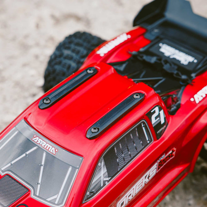 ARRMA RC Truck 1/10 VORTEKS 4X2 Boost MEGA 550 Brushed Stadium Truck RTR with Battery & Charger, Red, ARA4105SV4T1