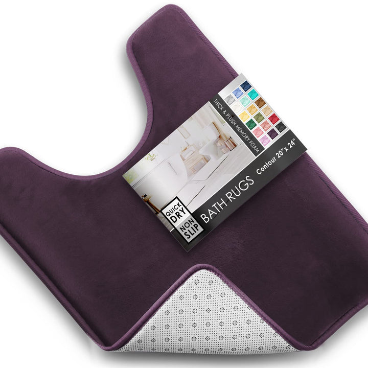 Clara Clark 3 Piece Bathroom Rugs Bath Mat Set, Velvet Memory Foam Bath Mats for Bathroom - Non-Slip, PVC Backing Bath Rugs, Washable Bathroom Rug Mats - Dries Quickly, Lavender Bathroom Rug Set Solid 3 Piece Set Lavender Dream