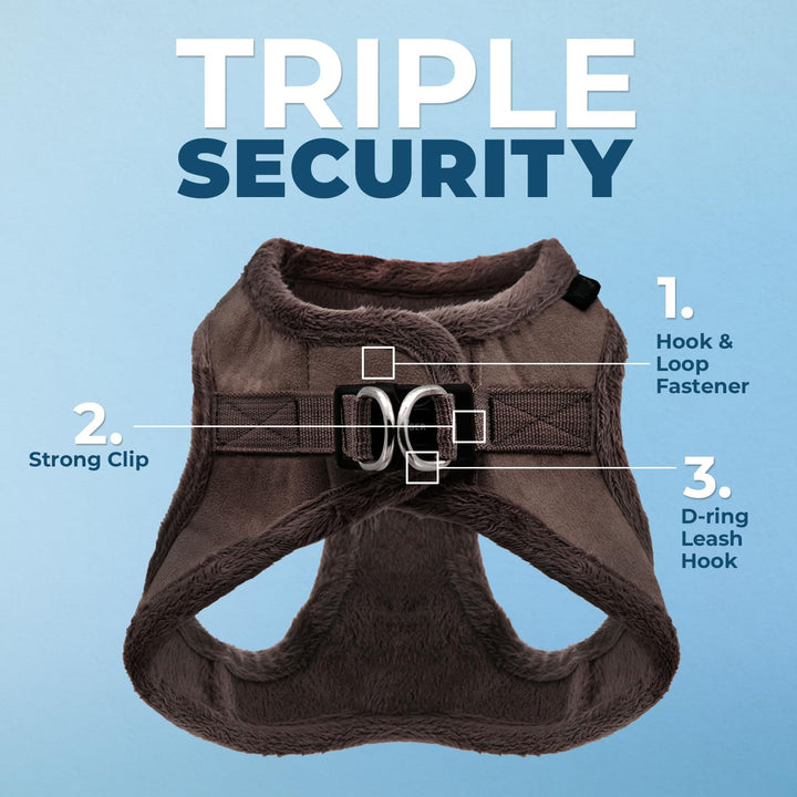 Voyager Step-In Plush Dog Harness  Soft Plush, Step In Vest Harness for Small and Medium Dogs by Best Pet Supplies - Harness (Chocolate Suede), M (Chest: 16 - 18")