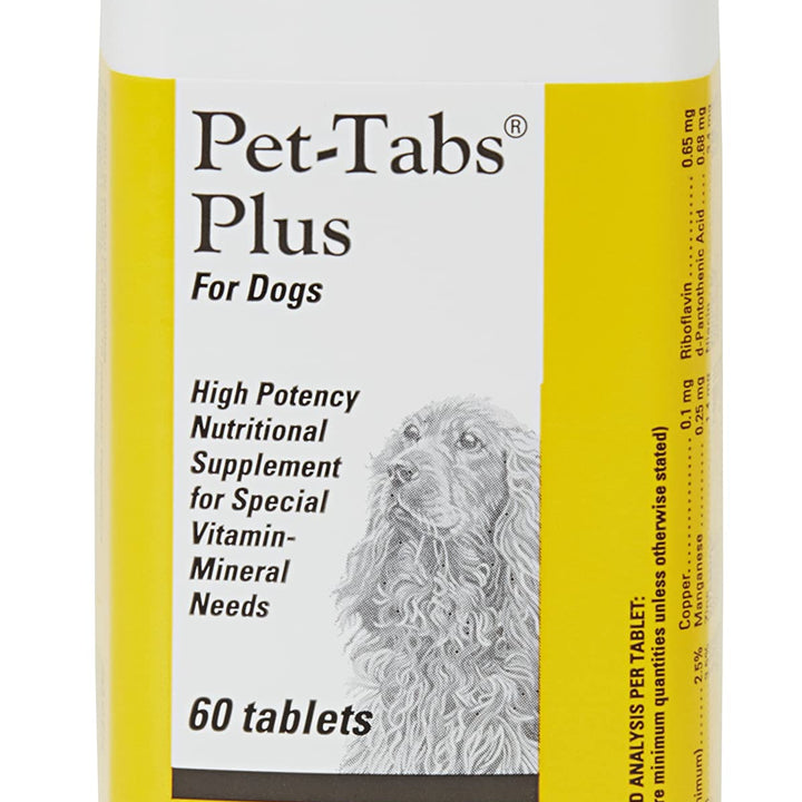 Pet-Tabs Plus Multivitamin and Mineral Supplement for Dogs with Special Nutritional Needs, Chewable Tablet, 60 Count Bottle