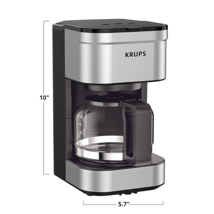 Krups Coffee Maker 10 Cups Digital Simply Brew Stainless Steel Drip Coffee Maker 900 Watts Digital Control, Coffee Filter, Drip Free, Dishwasher Safe Pot Silver and Black 10-Cup Glass & Digital