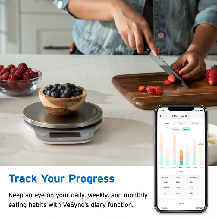 Etekcity Nutrition Smart Food Kitchen Scale, Digital Ounces and Grams for Cooking, Baking, Meal Prep, Dieting, and Weight Loss, 11 Pounds-Bluetooth, 304 Stainless Steel Smart Nutrition Scale