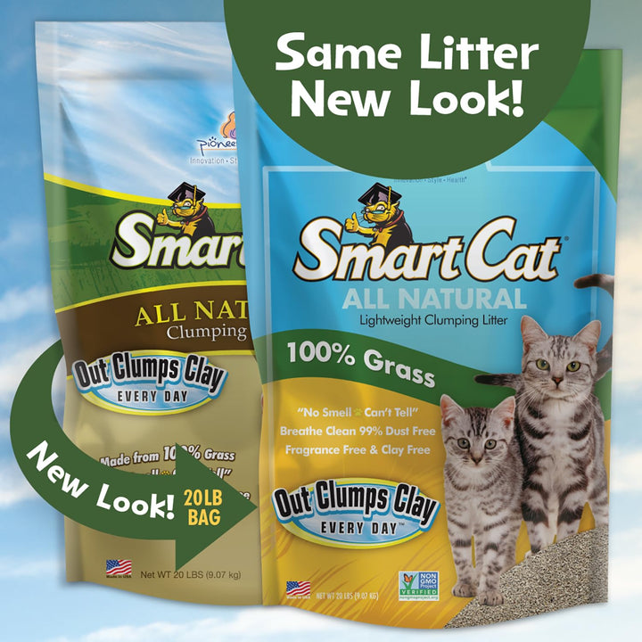 SmartCat All Natural Clumping Cat Litter, 20 Pound (320oz 1 pack) - Alternative to Clay and Pellet Litter - Chemical and 99% Dust Free - Unscented and Lightweight 20-Pound