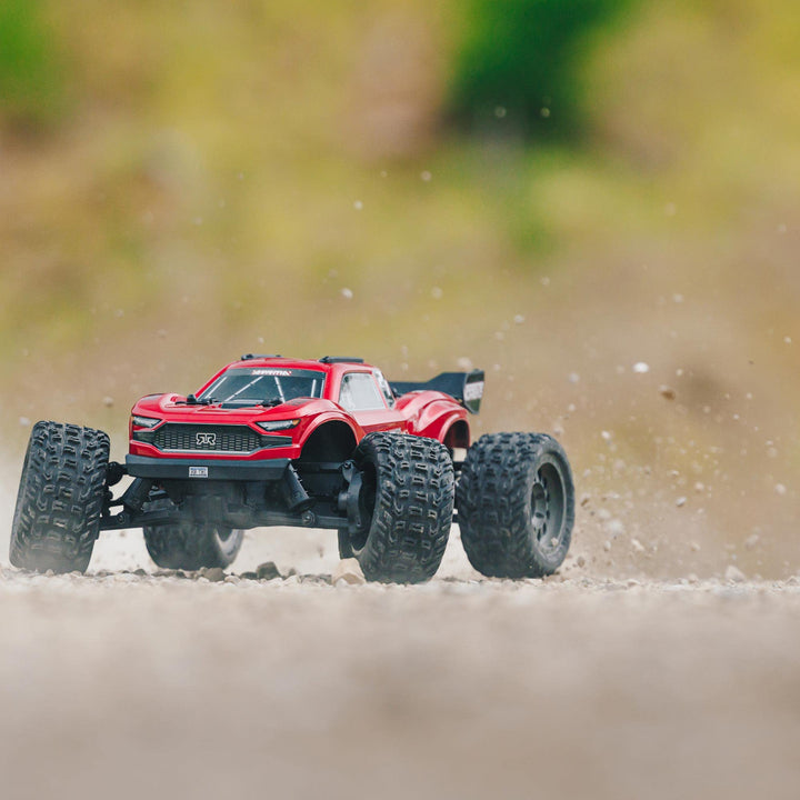 ARRMA RC Truck 1/10 VORTEKS 4X2 Boost MEGA 550 Brushed Stadium Truck RTR with Battery & Charger, Red, ARA4105SV4T1