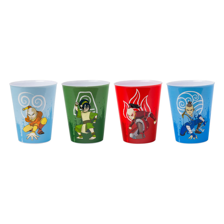 Silver Buffalo Avatar Character Symbol Poses 4pc Plastic Mini Cup Set, 1.5 Ounces