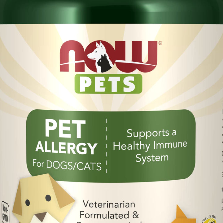 NOW Pet Health, Pet Allergy Supplement, Formulated for Cats & Dogs, NASC Certified, 75 Chewable Tablets Green/Yellow w/Speckles