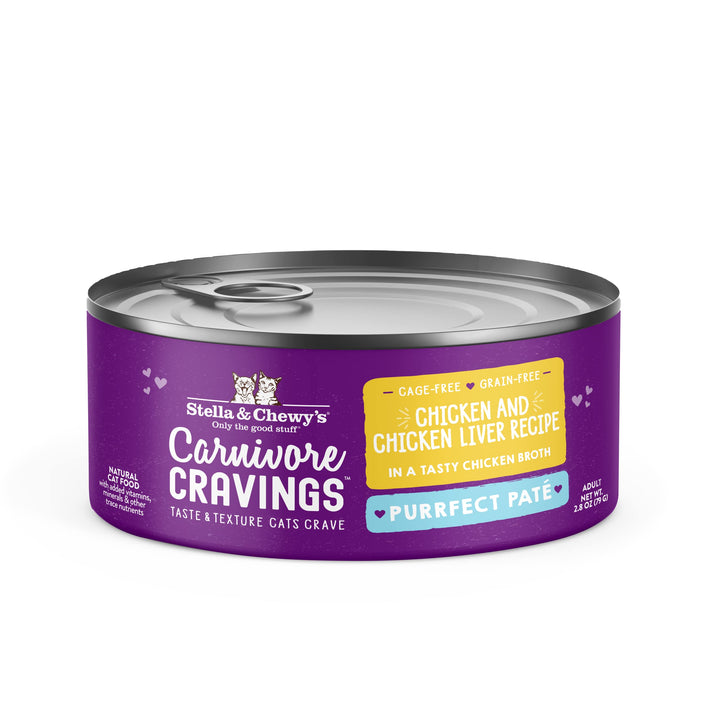 Stella & Chewy’s Carnivore Cravings Purrfect Pate Cans – Grain Free, Protein Rich Wet Cat Food – Chicken & Chicken Liver Recipe – (2.8 Ounce Cans, Case of 12) 2.8 Ounce (Pack of 12)