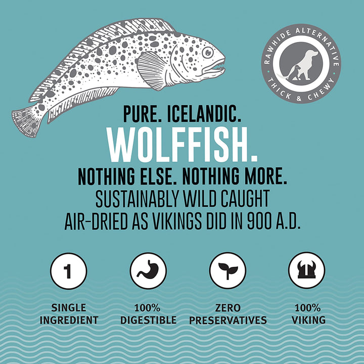 Icelandic+ Sticks & Pieces: Wolffish 9oz - Pure Fish Skin Dog Treats, Air-Dried Single Ingredient Long Lasting Chews