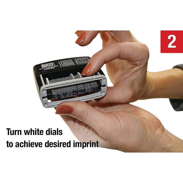 2000 PLUS 12-in-1 Self Inking Date and Message Stamp, for Business and Office, Black Ink (011090)