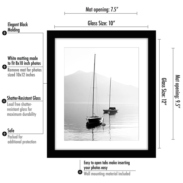 Americanflat 6x8 Picture Frame with Shatter-Resistant Glass - Use as 3x5 Frame with Mat or 6x8 Frame Without Mat - Signature Collection - Photo Frame for Tabletop and Wall Display - White 6x6