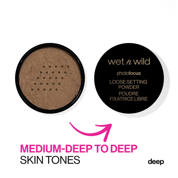 wet n wild Photo Focus Loose Baking Setting Powder, Highlighter Makeup, Medium-Deep to Deep Skin Tones, Deep