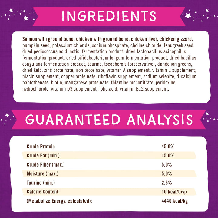 Stella & Chewy's Freeze-Dried Raw Marie’s Magical Dinner Dust – Grain Free, Protein Rich Cat & Kitten Food Topper – Wild-Caught Salmon & Cage-Free Chicken Recipe – 7 oz Bag Salmon & Chicken 7 Ounce (Pack of 1)
