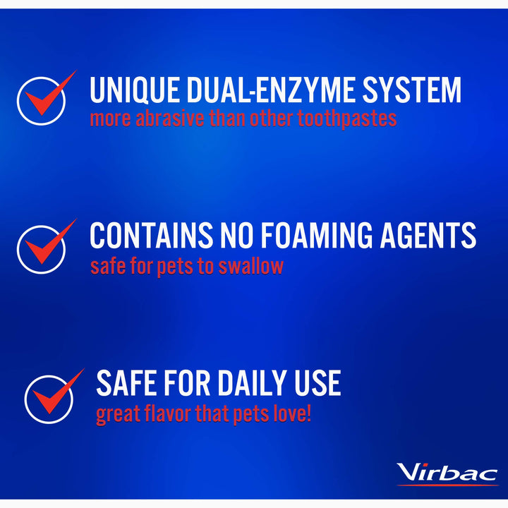 Virbac CET Enzymatic Toothpaste, Eliminates Bad Breath by Removing Plaque and Tartar Buildup, Best Pet Dental Care Toothpaste, Vanilla Mint Flavor, 2.5 Oz Tube