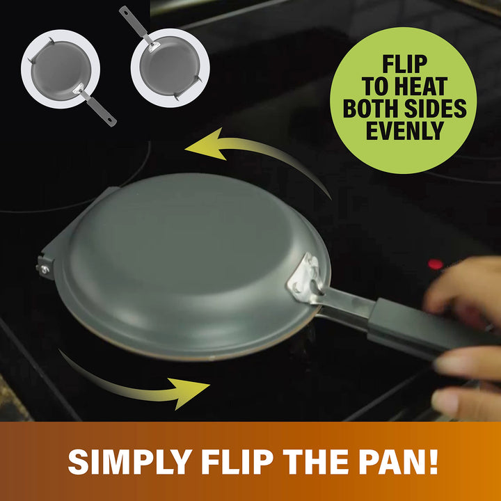 Gotham Steel Double Sided Pan, The Perfect Pancake Maker – Nonstick Copper Easy to Flip Pan, Frying Pan for Fluffy Pancakes, Omelets, Frittatas & More! Pancake Pan Dishwasher Safe Large Pancake Bonanza