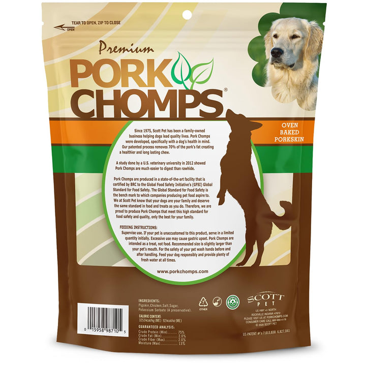 Pork Chomps Pressed Pork Skin Dog Chews, 2.5-inch Rings, Real Chicken, 8 Count Rings (Chicken) 8 Count (Pack of 1)