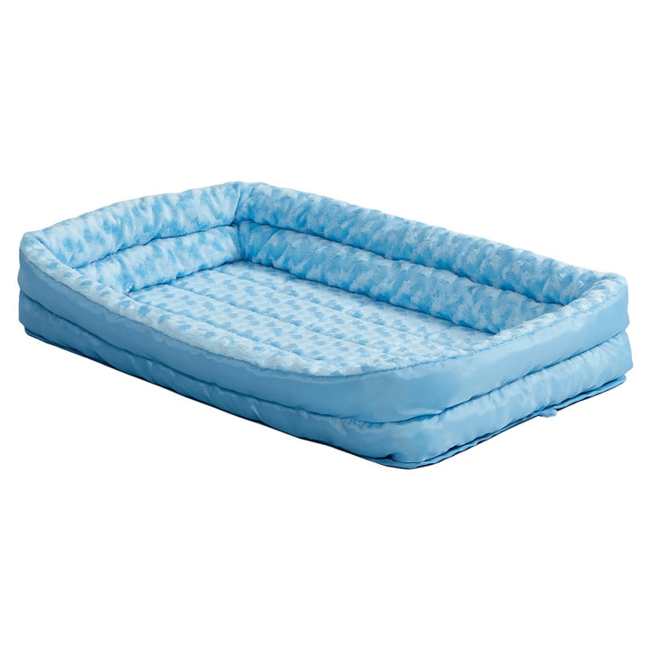 MidWest Homes for Pets Double Bolster Pet Bed | Blue 18-Inch Dog Bed ideal for Toy Dog Breeds & fits 18-Inch Long Dog Crates Powder Blue Plush 17.3"L x 11.3"W x 3.5"Th