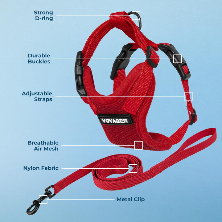 Voyager Step-in Lock Pet Harness - All Weather Mesh, Adjustable Step in Harness for Cats by Best Pet Supplies - Red, XXXS