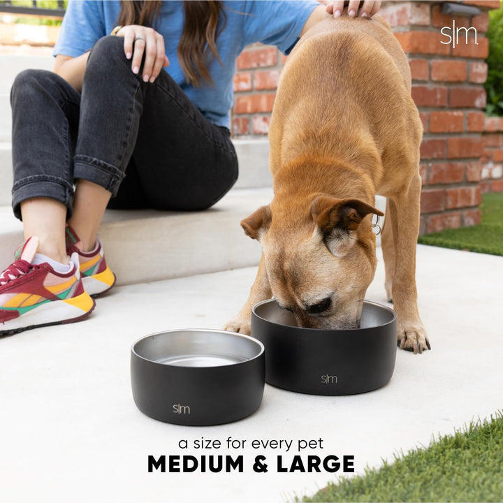 Simple Modern Stainless Steel Pet Water Bowl for Dogs & Cats | Reusable Insulated Stainless Steel Food Bowls for Dog Cat | No Tip No Slip BPA Free | Bentley Collection | Large (64oz) | Blush -Blush Large (8 Cups)