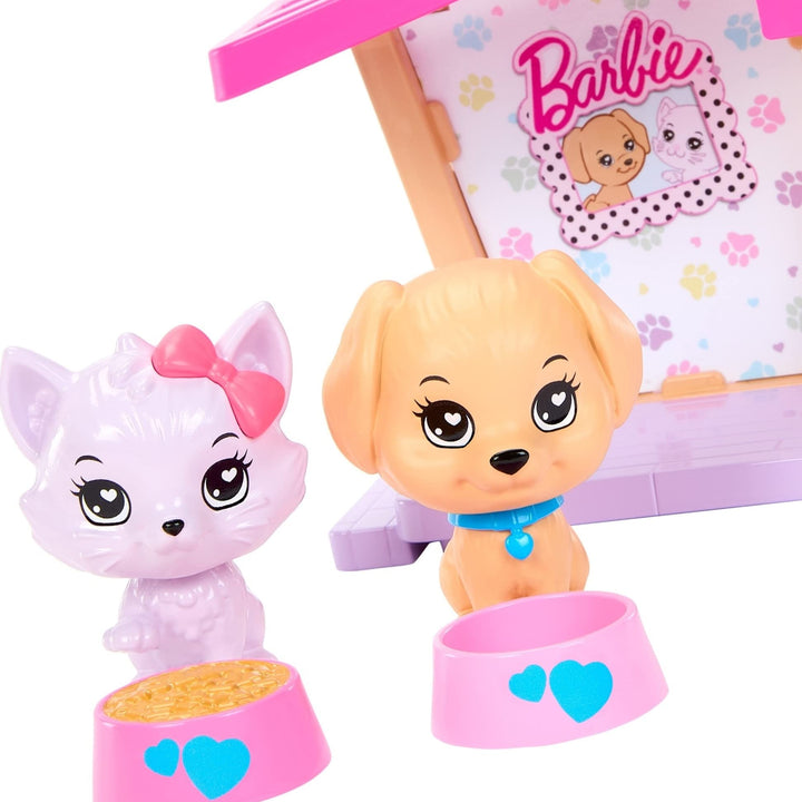 Barbie: My First Barbie Accessories, Story Starter Pet Care Pack with Dog House, Puppy & Cat, Toys for Little Kids, 13.5-inch Scale