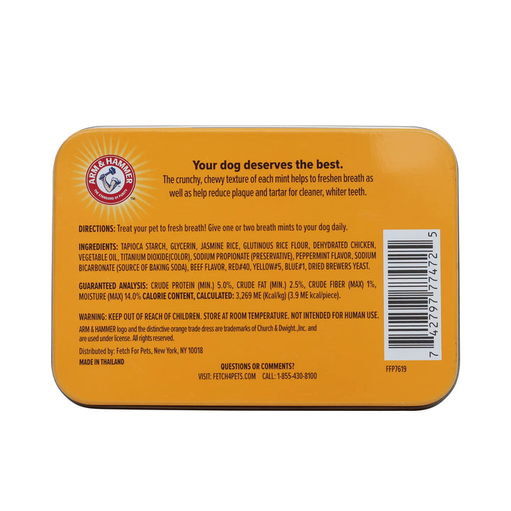 Arm & Hammer for Pets Tartar Control Dental Mints for Dogs | Dog Dental Mints Reduce Plaque & Tartar Buildup for All Dogs | Beef Flavor, 40 Count - Pack of 2 40 Count (Pack of 2)