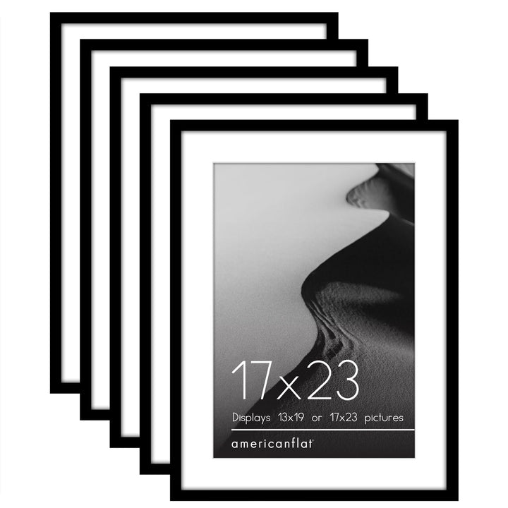 Americanflat 12x16 Picture Frame with Polished Plexiglass - Set of 5 - Use as 8.5x11 Frame with Mat or 12x16 Frame Without Mat - Galleria Collection - Gallery Wall Frame Set for Wall Display - White