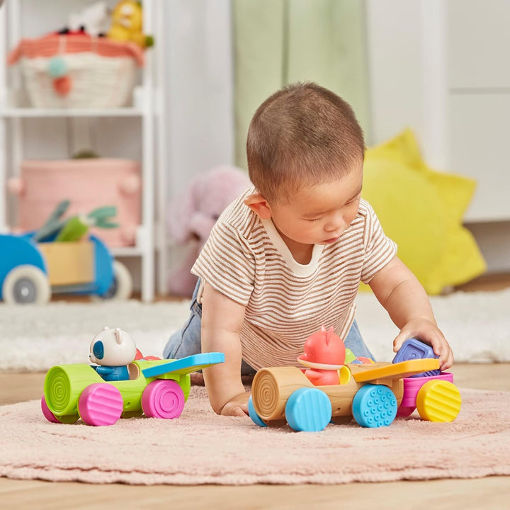 Playskool Roll and Go Critters Vehicle Toys for Toddlers 1 Year Old and Up, Includes 2 Vehicles, 2 Figures ( Exclusive)