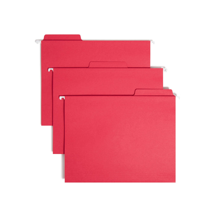 Smead FasTab Hanging File Folder, 1/3-Cut Built-in Tab, Letter Size, Red, 20 per Box (64096) (Pack of 1)