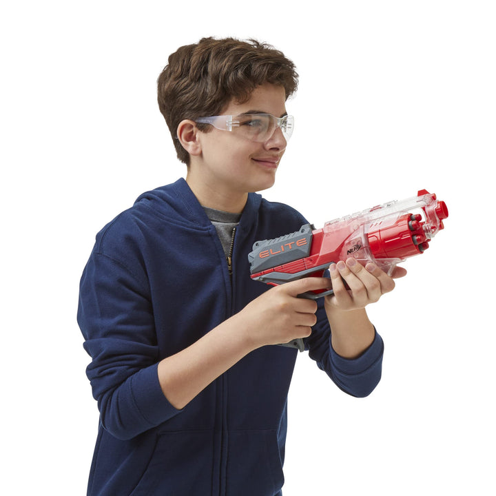 NERF Elite Disrupter Blaster, 6-Dart Rotating Drum, Slam Fire, Translucent Red, for Kids ( Exclusive)