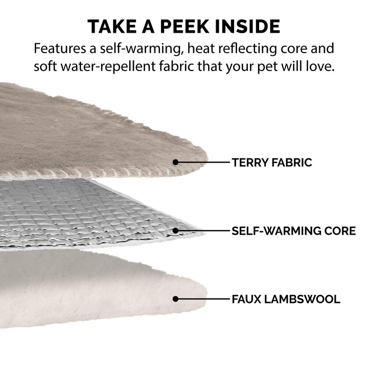 Furhaven Waterproof & Self-Warming Throw Blanket for Dogs & Indoor Cats, Washable & Reflects Body Heat - Terry & Sherpa Dog Blanket - Dove, Small Blanket - Terry & Sherpa (Dove) 30.0"L x 20.0"W x 0.5"Th Self-Warming & Waterproof