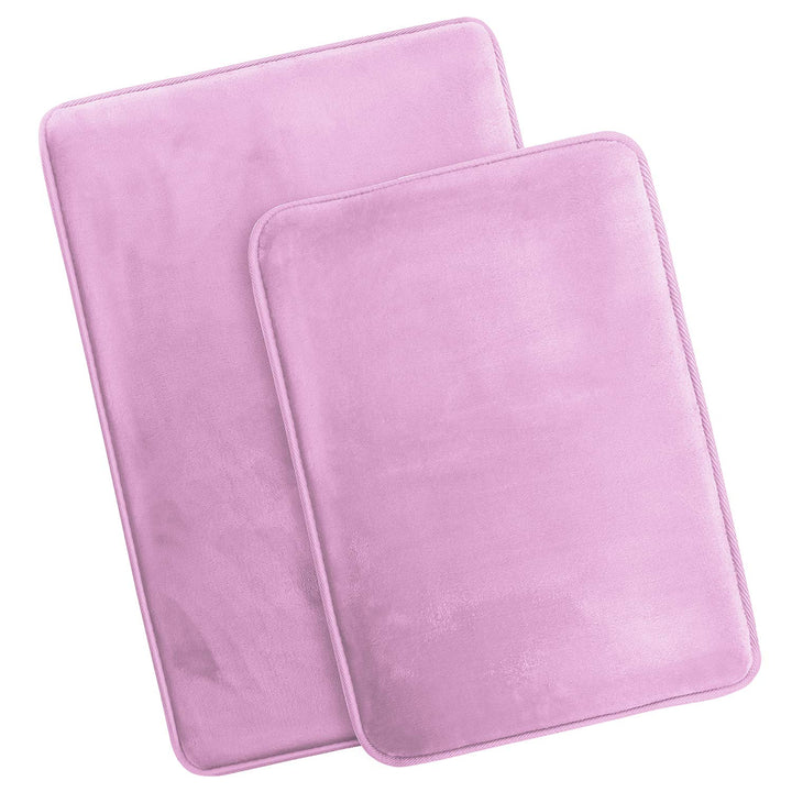 Clara Clark 2 Piece Bathroom Rugs Bath Mat Set, Velvet Memory Foam Bath Mats for Bathroom - Non-Slip, PVC Backing Bath Rugs, Washable Bathroom Rug Mats - Dries Quickly, Bathroom Rug Set - Lavender Solid 2 Piece Set Lavender Dream